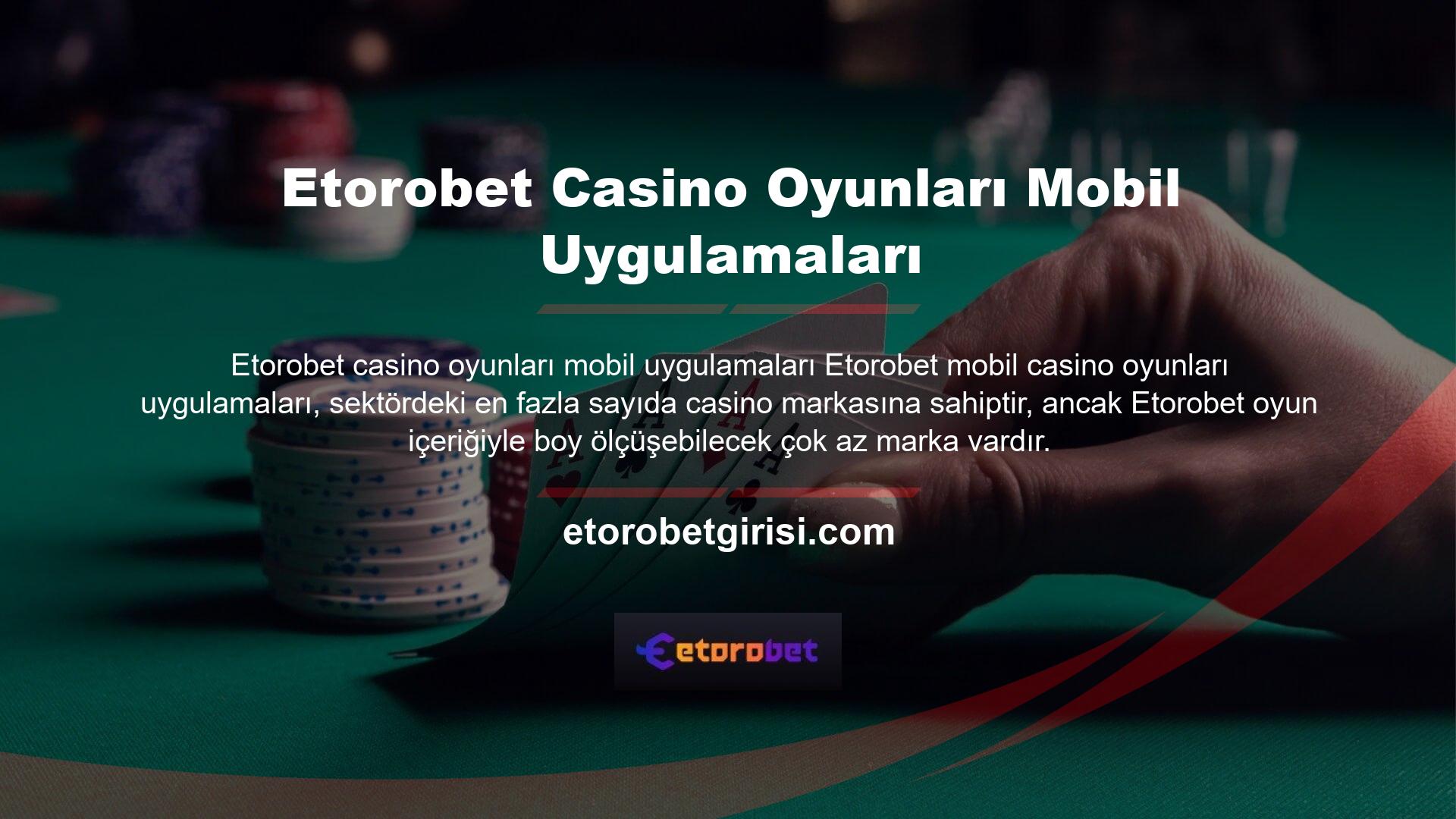 Etorobet, onlarca farklı sağlayıcıyı entegre ederek ve onları şimdiye kadarki en iyi ve en kapsamlı casino oyun içeriğiyle geliştirerek kaliteli bir casino platformunun temelini yıllar önce attı