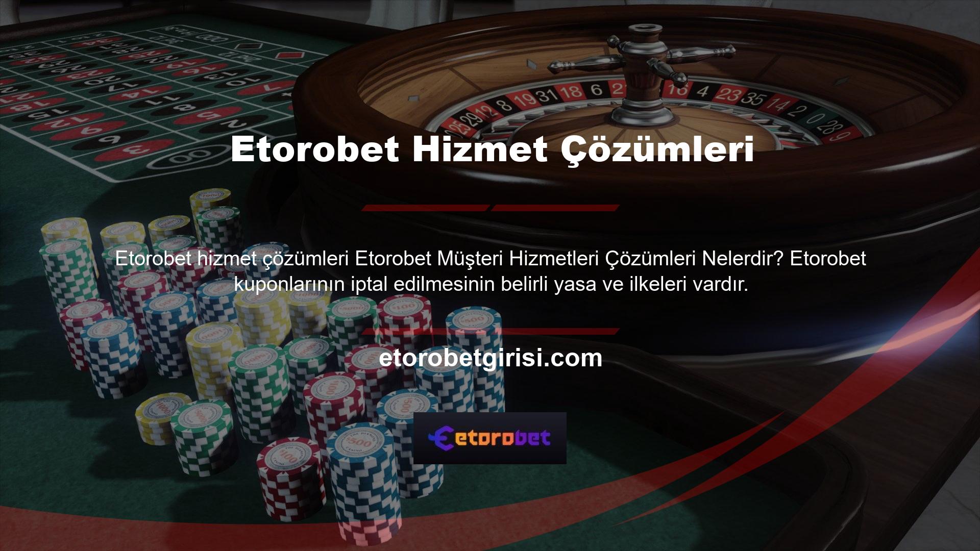 Etorobet kuponları için paramı nasıl geri alabilirim? Kuponu iptal ederseniz, belirtilen süre içinde, yani onay süresi içinde kuponu iptal ederseniz, hesabınızdan biriken tutarın hesabınıza iade edildiğini göreceksiniz